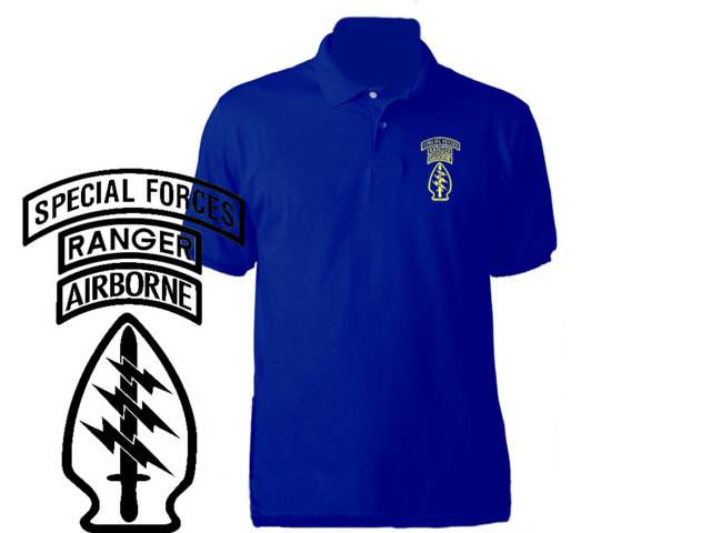 US rangers airborne royal blue polo style sweat resistant tee