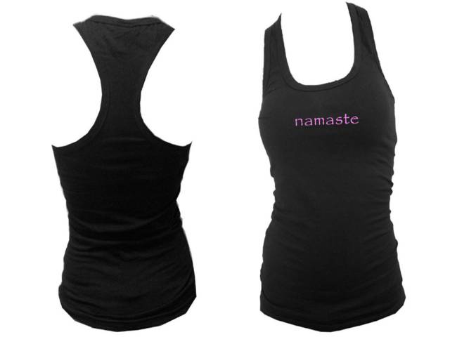 Namaste yoga wear women teens black sleeveless tank top S/M