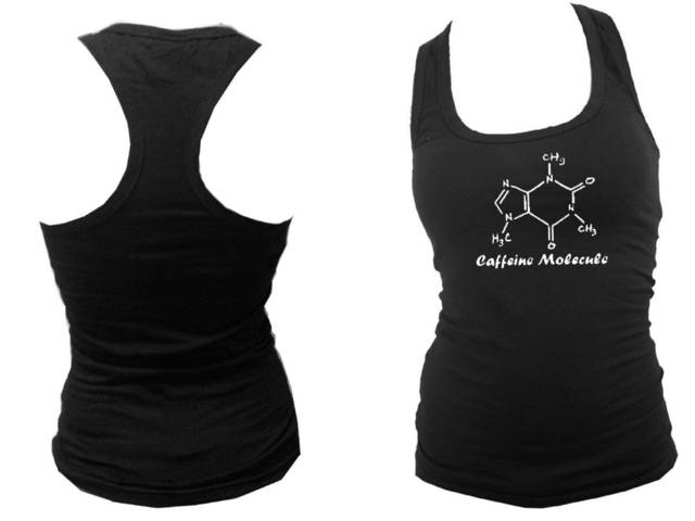 Caffeine coffee gift molecule ladies/girls black tank top S/M