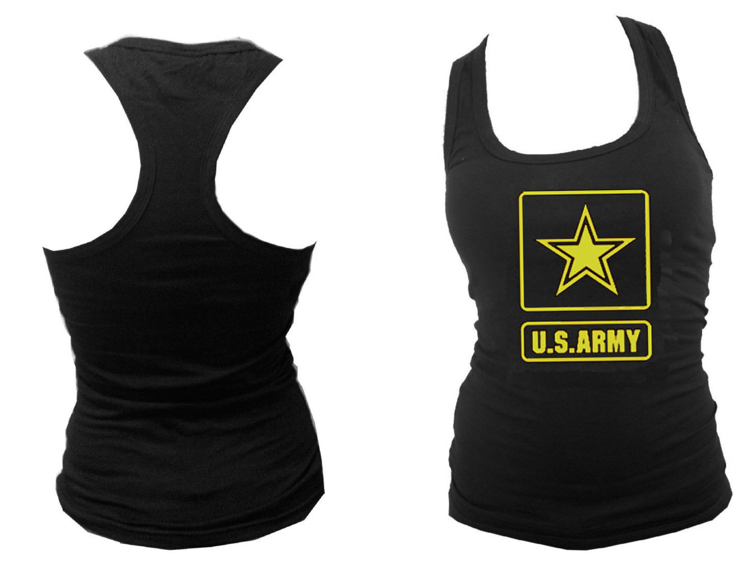 US army emblem sleeveless women black tank top L/XL