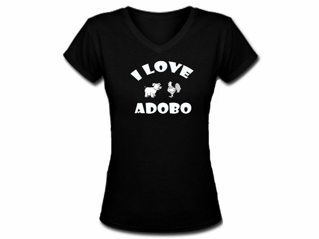 I love adobo - national Filipino food v neck black t-shirt