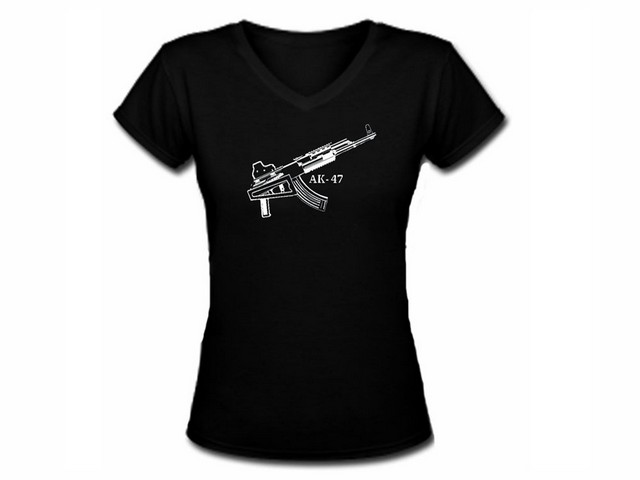 AK47 Ak 47 kalaschnikov gun women/girls vneck tshirt