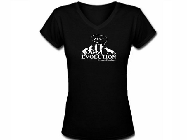 Evolution German Shepherd women black slim dogs t shirt