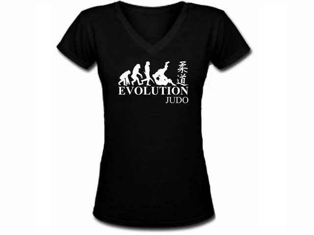 Evolution Judo w Kanji writing black women t-shirt