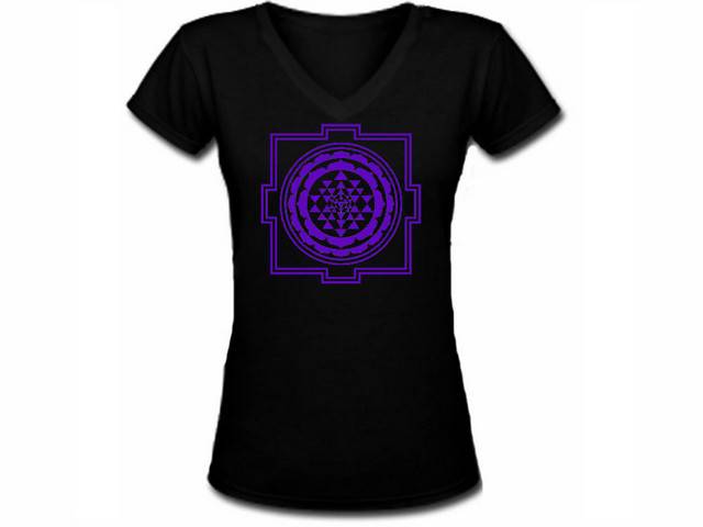 Mandala sri yantra tantra yoga wear women/girls vneck shirt