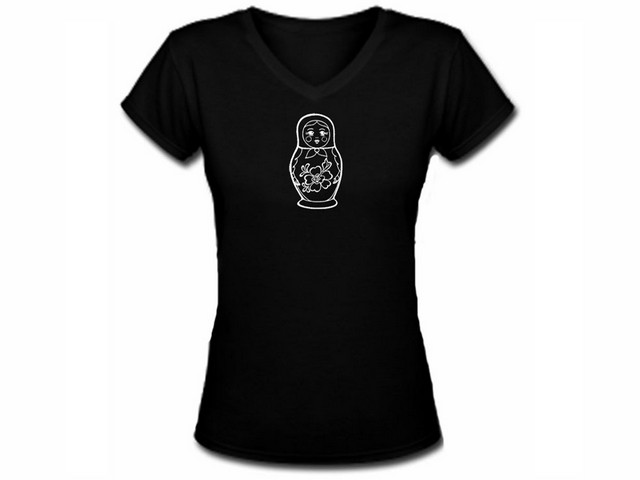 Babushka matryoshka folk clothes women girls black tee shirt