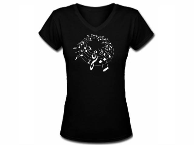Music notes-musicians gifts female vneck t shirt