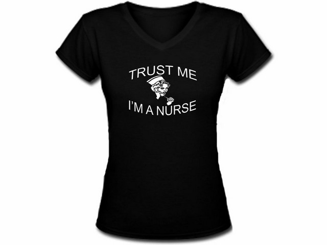 Trust me I'm a nurse funny female black top shirt