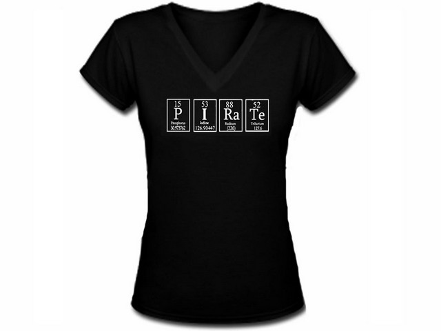 Pirate-periodic table of elements nerdy woman ti shirt