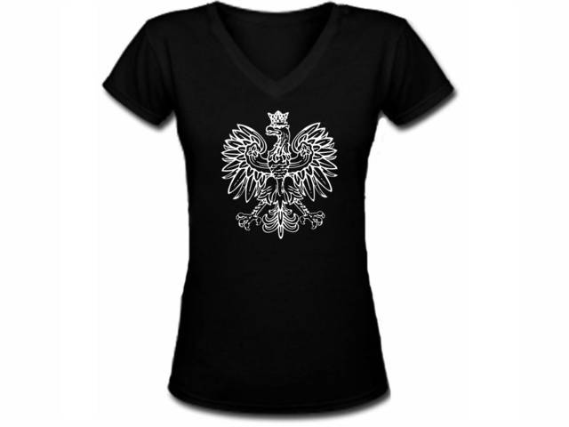Poland coat of arms Polish Eagle women/girls v neck tshirt
