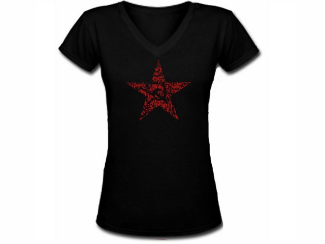 Russian USSR soviet star women black grunge look t shirt