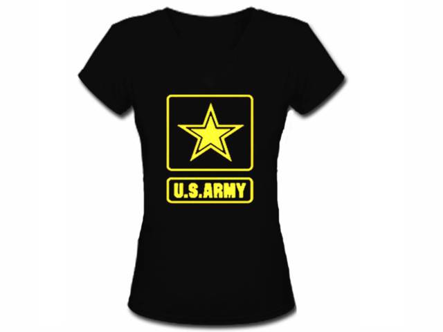 US army emblem military women girls black tee shirt