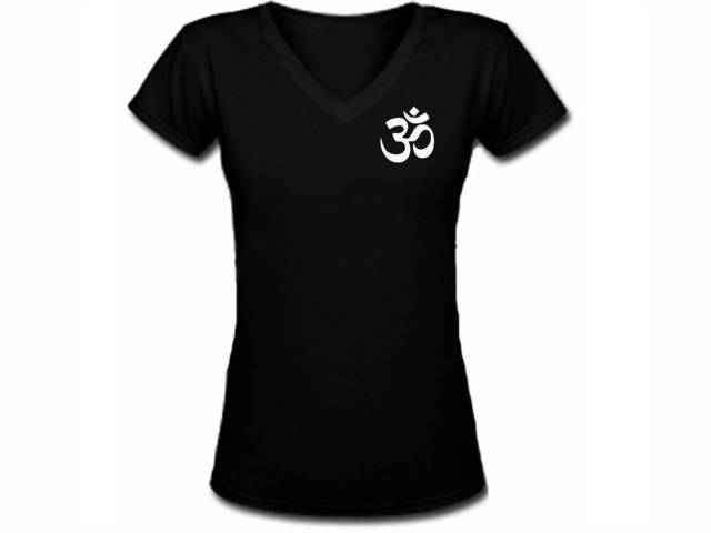 Ohm ahm aum yoga cloth women/girls v neck t shirt 2