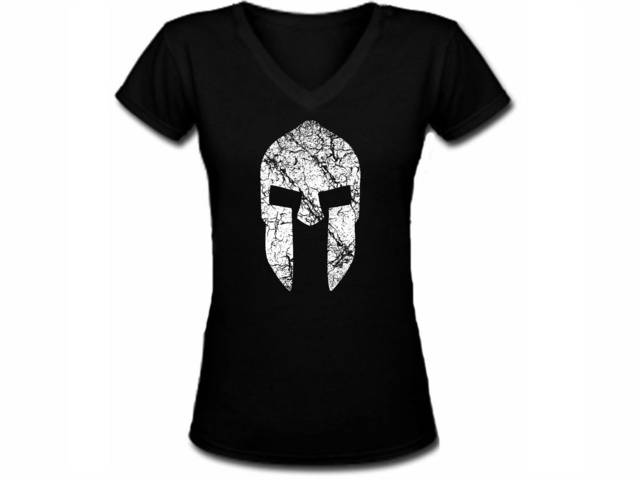 Spartan soldier helmet distressed look women t-shirt