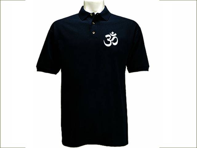 Ohm Aum Om polo style button up t-shirt
