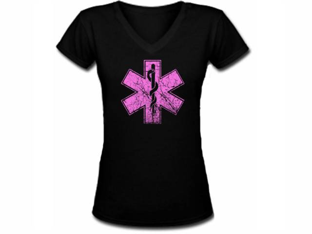 Paramedic distressed look medic women v neck t-shirt