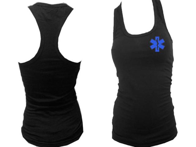 Paramedic symbol medic customized women black tank top L/XL