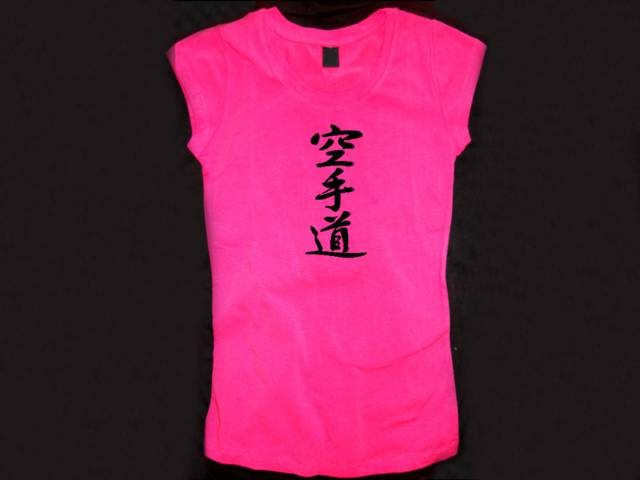 Karate kanji writing female pink top tshirt