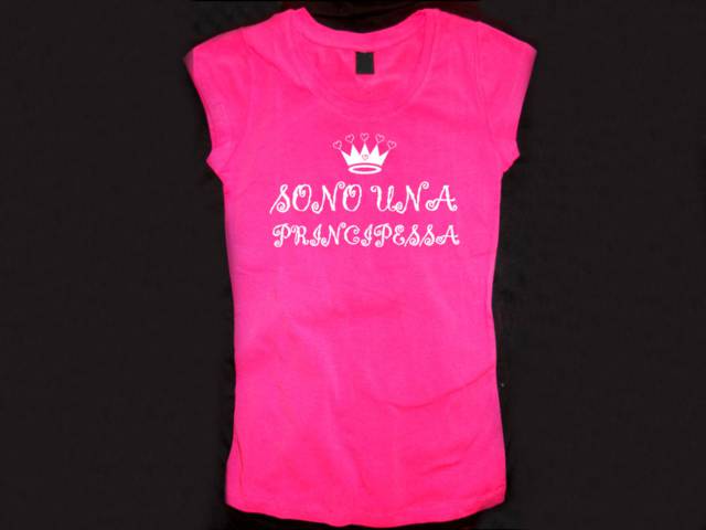 Sono una principessa I'm a princess ladies girls pink top shirt