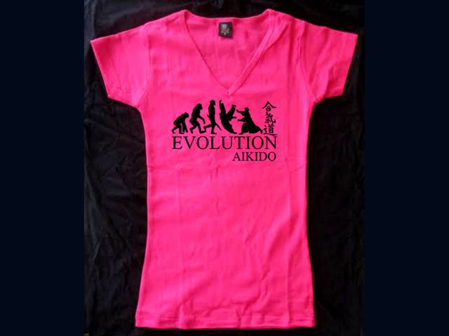 Aikido evolution English/Japanese women pink t-shirt