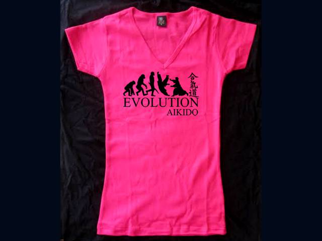 Aikido evolution English/Japanese women pink t-shirt