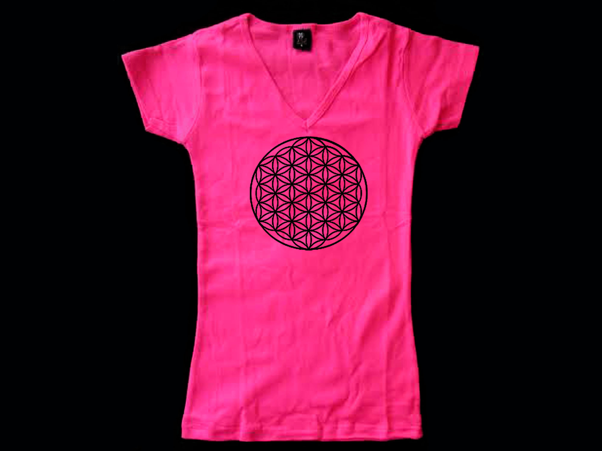 Sacred geometry-flower of life ladies/girls slim pink t shirt