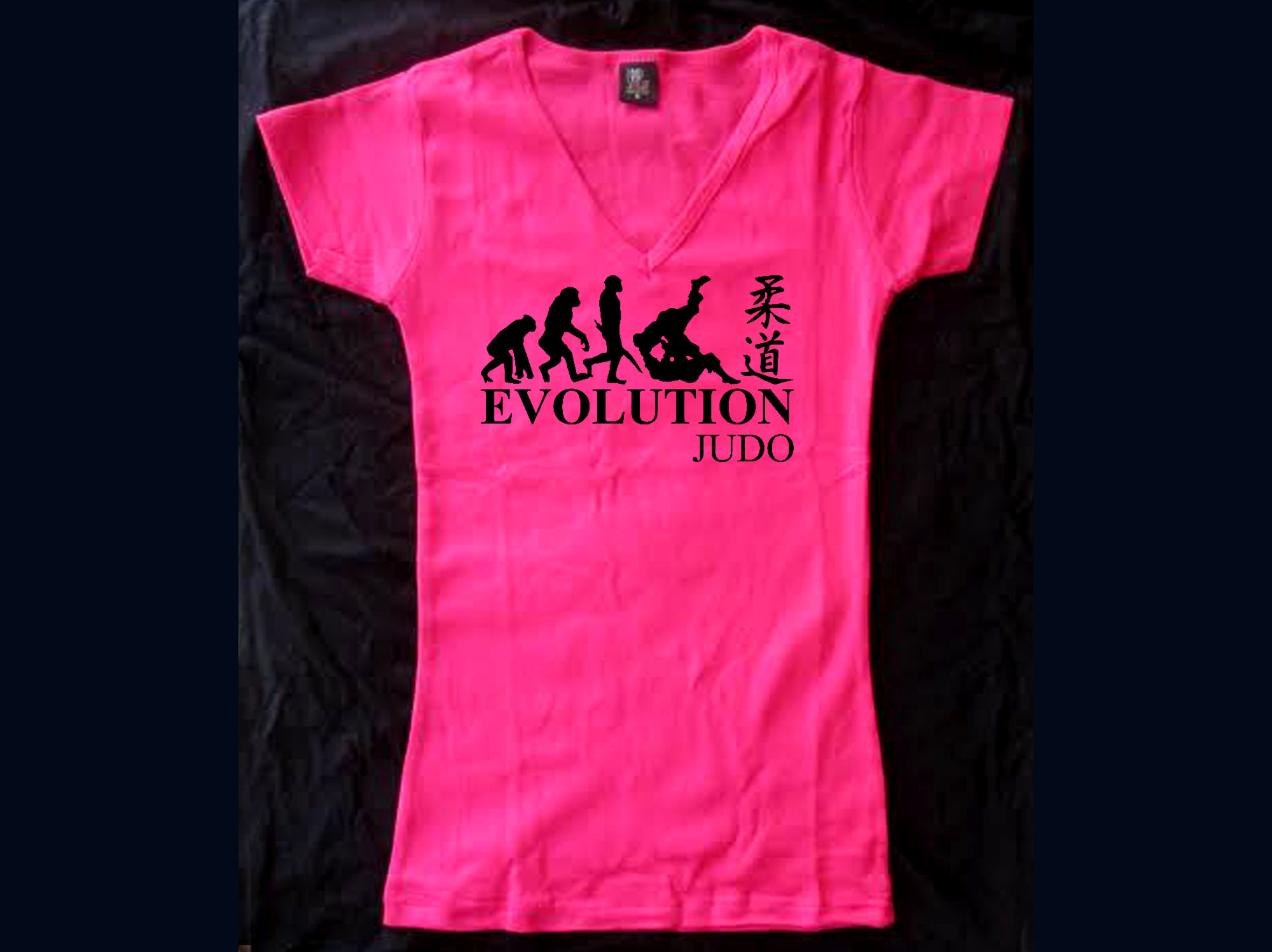 Evolution Judo w Kanji writing pink women t-shirt