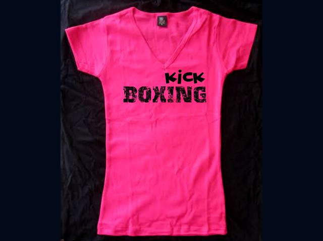 Kickboxing distressed print women t-shirt