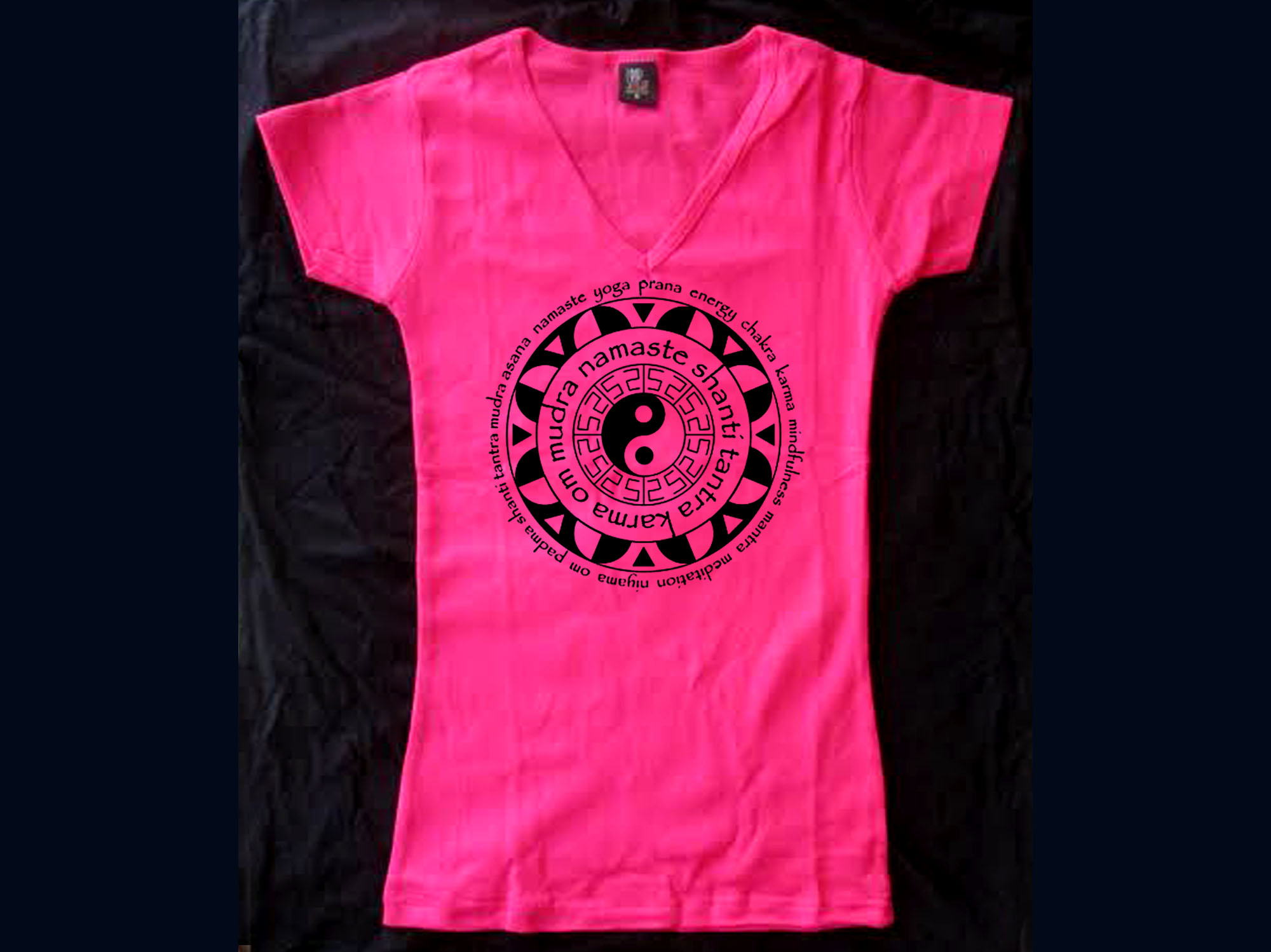 Mandala ying yang yoga terms namaste shanti ladies/girls pink top