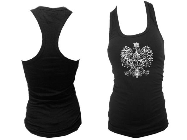 Polish eagle black customized women junior tank top L/XL