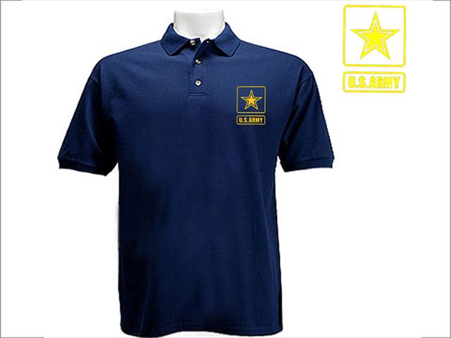 The United States Armed Forces emblem printed polo style tee shirt
