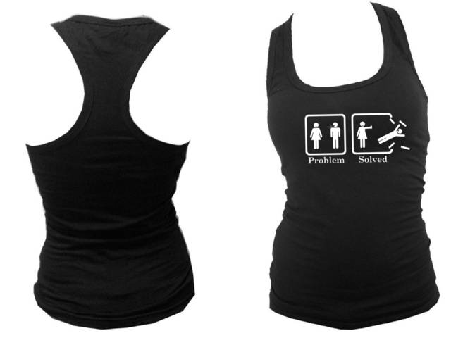 Problem solved funny couple divorce woman tank top S/M 2