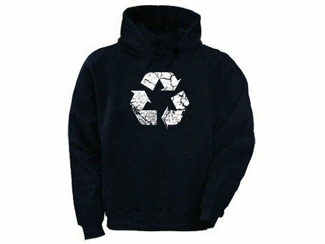 Recycle logo distressed print silk printed customized hoodie