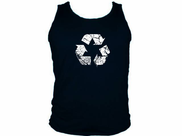 Recycle logo distressed print silk printed customized tank top