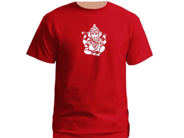 Ganesha Hindu god yoga meditation lotus design red t-shirt