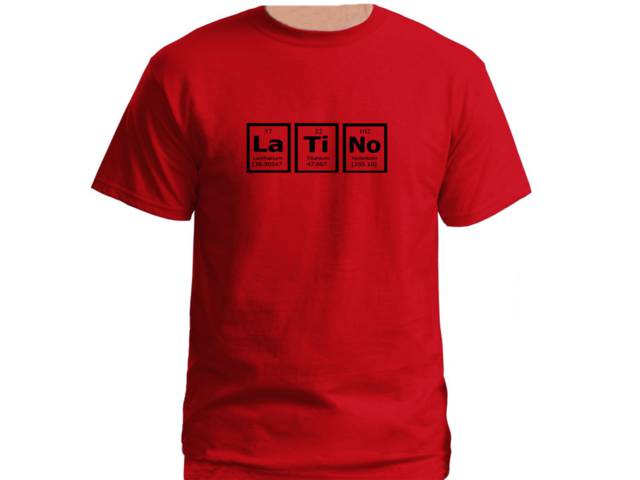 Latino periodic table of elements nerdy red t-shirt