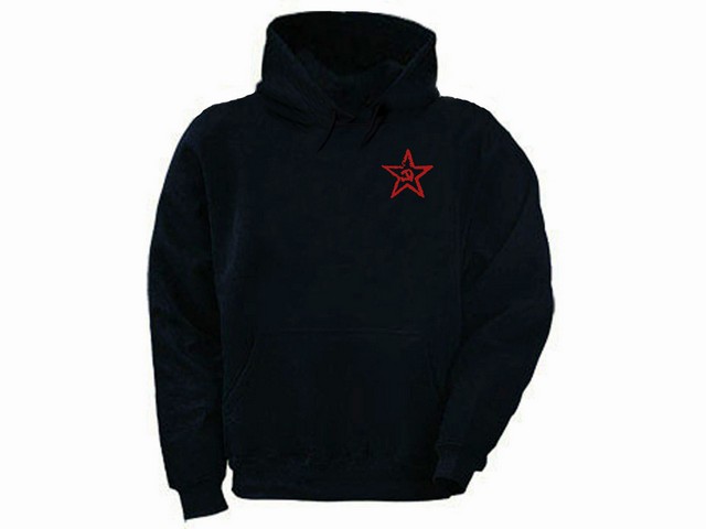 Communist symbols Star w Hammer & sickle grunge look hoodie