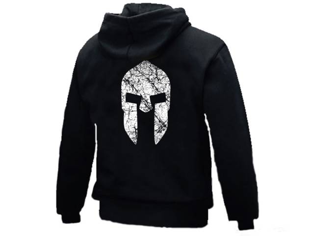 Spartan warrior helmet distressed look customized hoodie