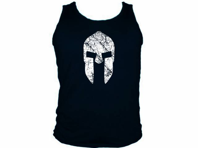 Spartan warrior helmet distressed look customized tank top