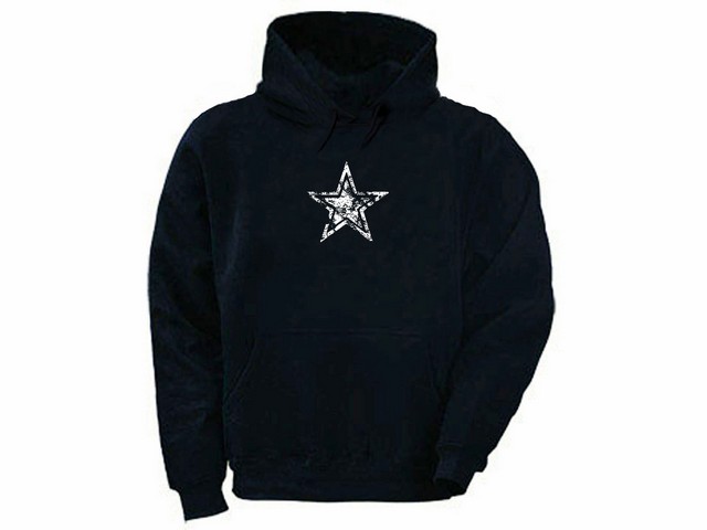 Military& communist symbols-5 pointed star distressed look hoodie