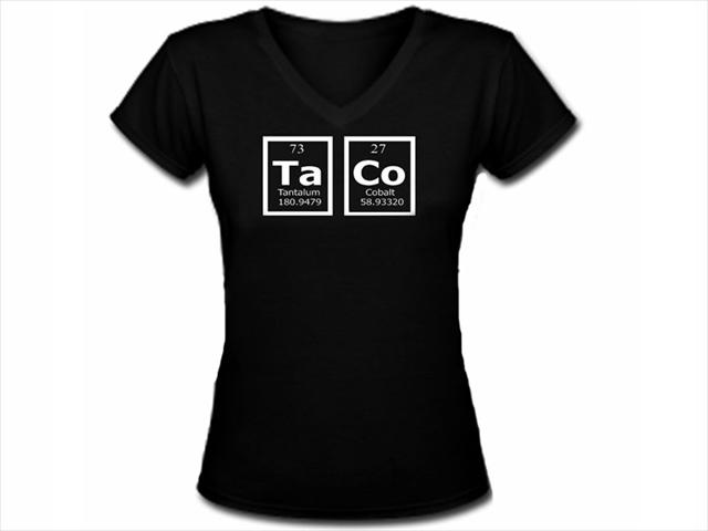 Taco-periodic table women/girls black top shirt