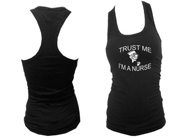 Trust me I'm a nurse women sleeveless black graphic tank top S/M