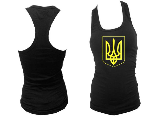 Ukrainian Flag Tryzub top women black tank top L/XL