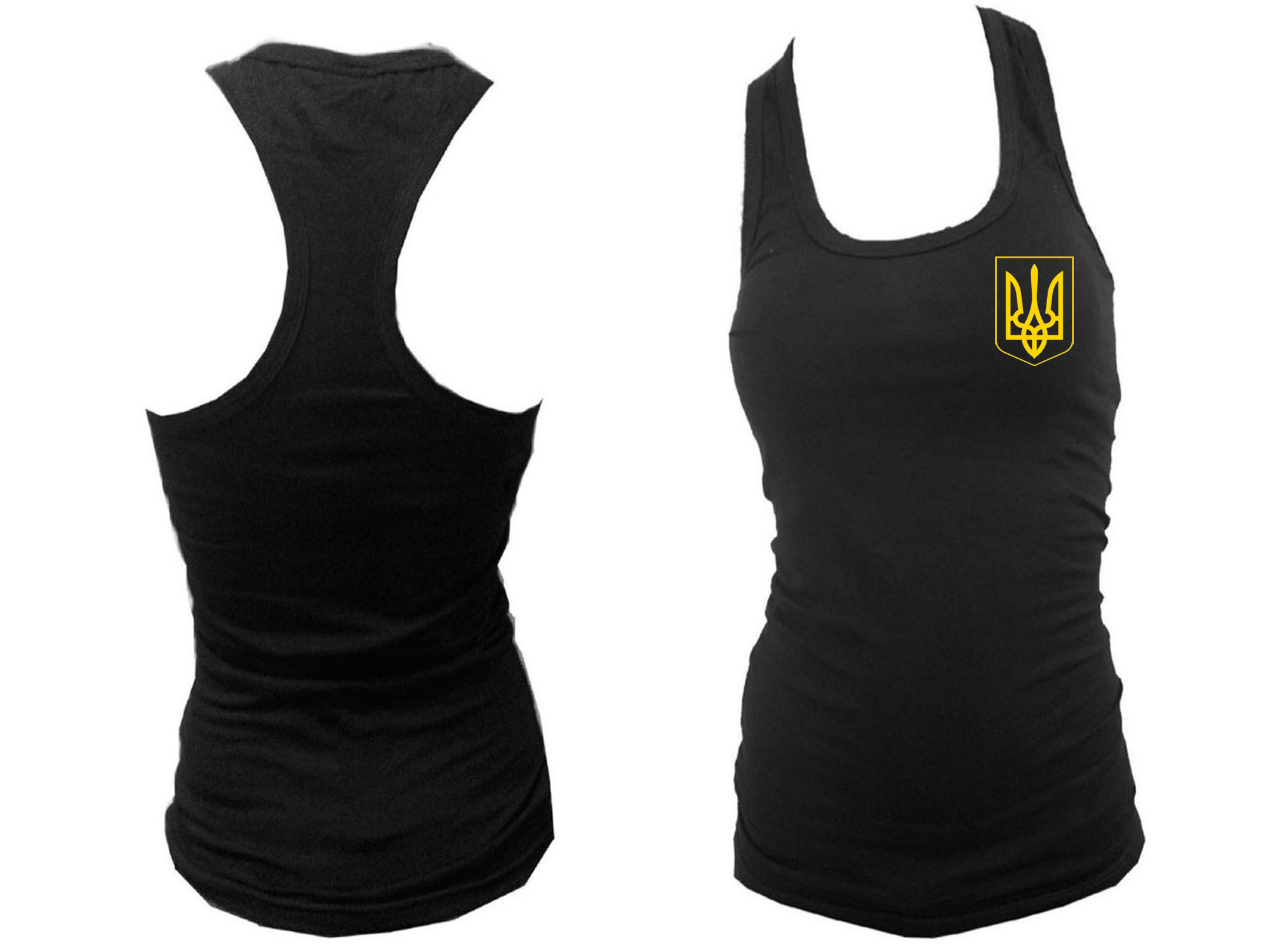Ukrainian Flag Tryzub top women black tank top M/S