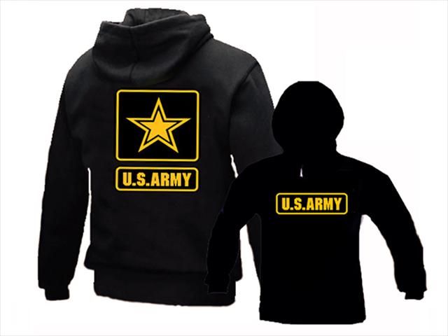 US army emblem two sided silk printed hoody hoodie