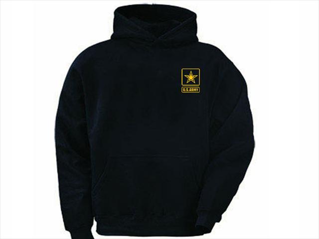 US army emblem silk printed hooded sweatshirt