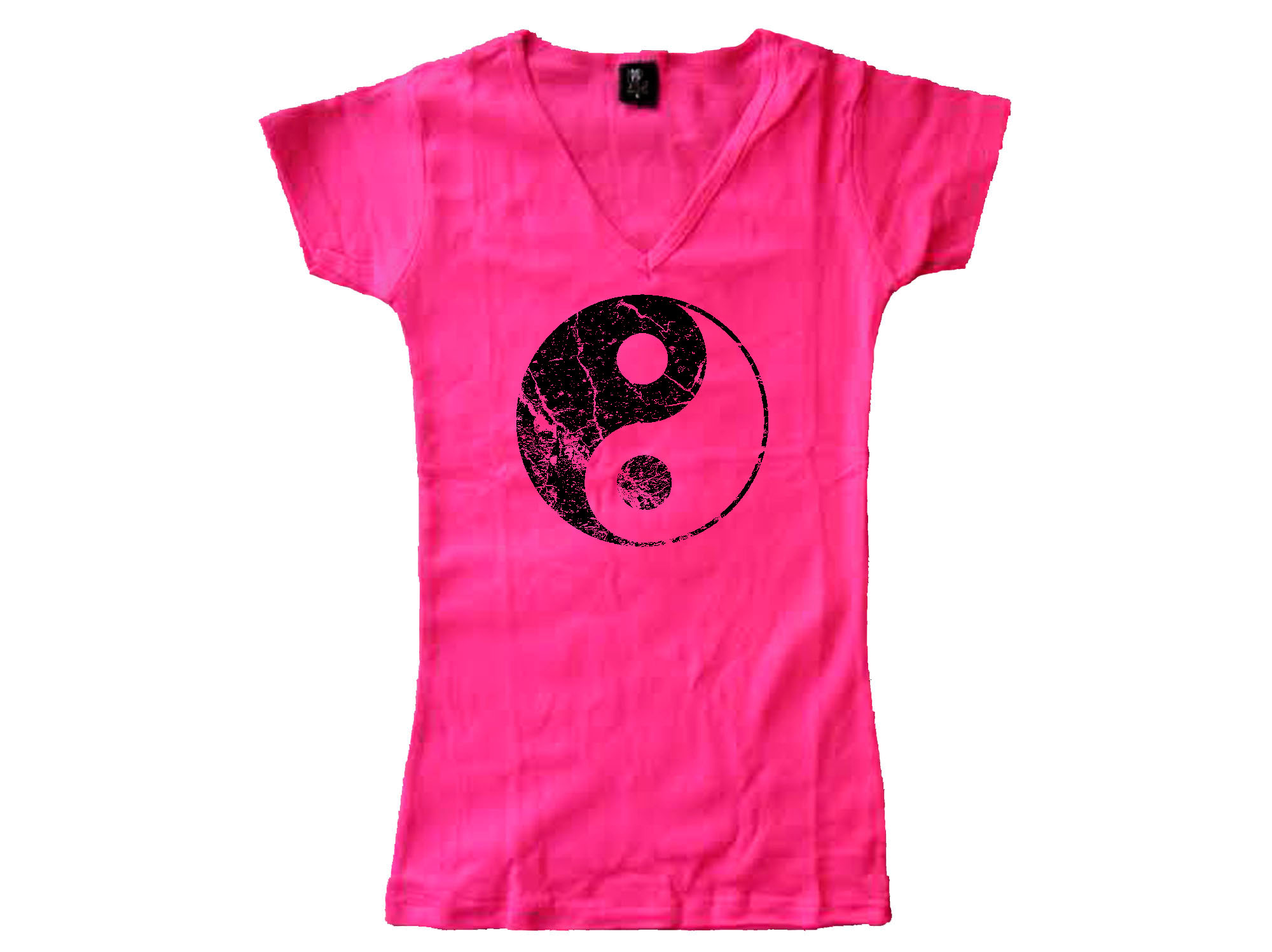 Yin yang distressed print pink tee shirt