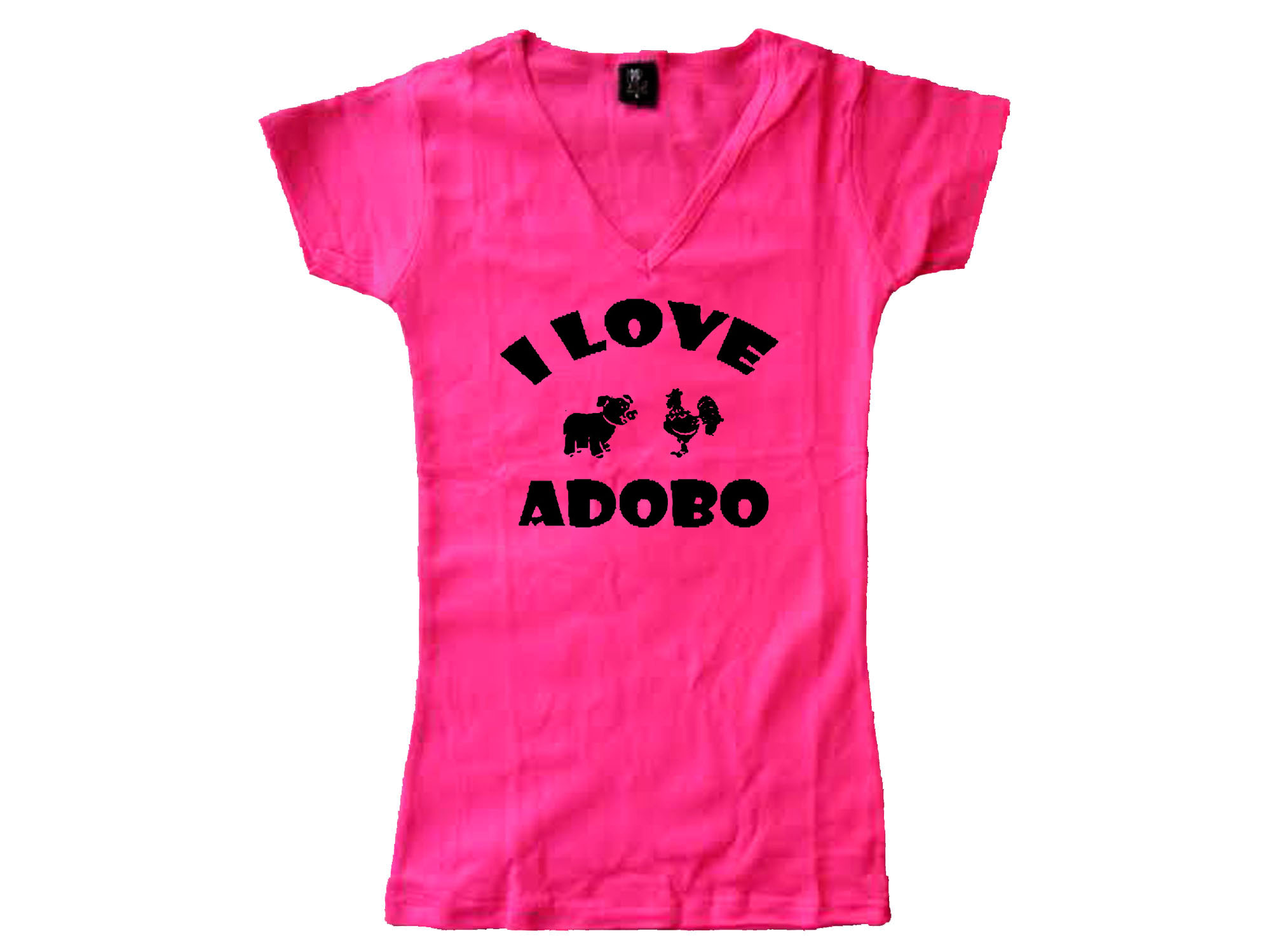 I love adobo - national Filipino food v neck pink t-shirt