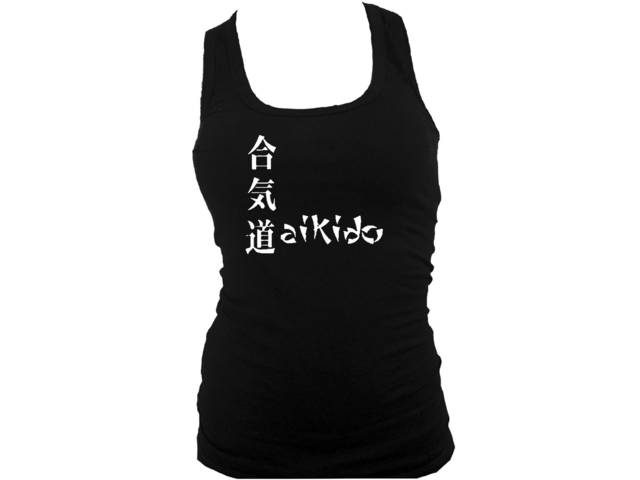 Aikido Kanji/English japanese martial arts black tank top L/XL