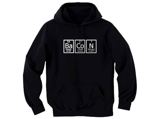 Gifts for Geeks Bacon - periodic table of elements sweat hoodie